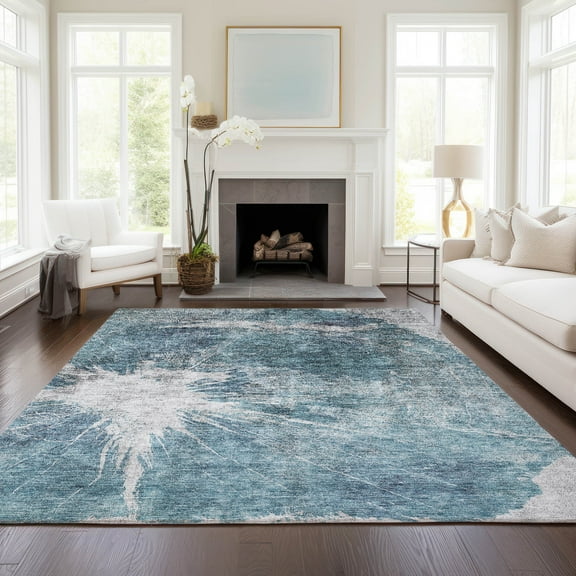 Addison Rugs Chantille Indoor/Outdoor Transitional Organic Teal Washable Rectangle Rug, 2'6" x 3'10"