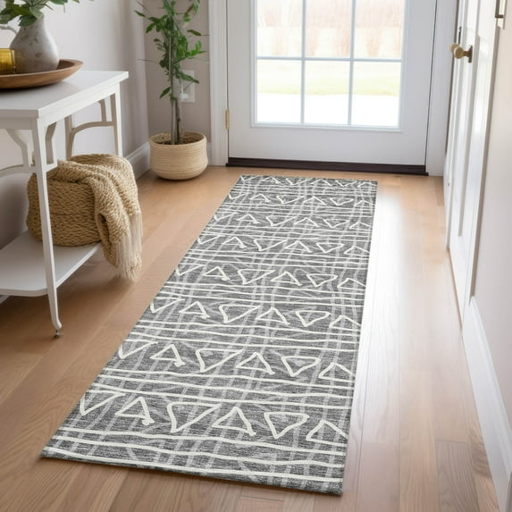 Addison Rugs Chantille Indoor/Outdoor Transitional Bohemian Charcoal Washable Runner Rug, 2'3" x 7'6"