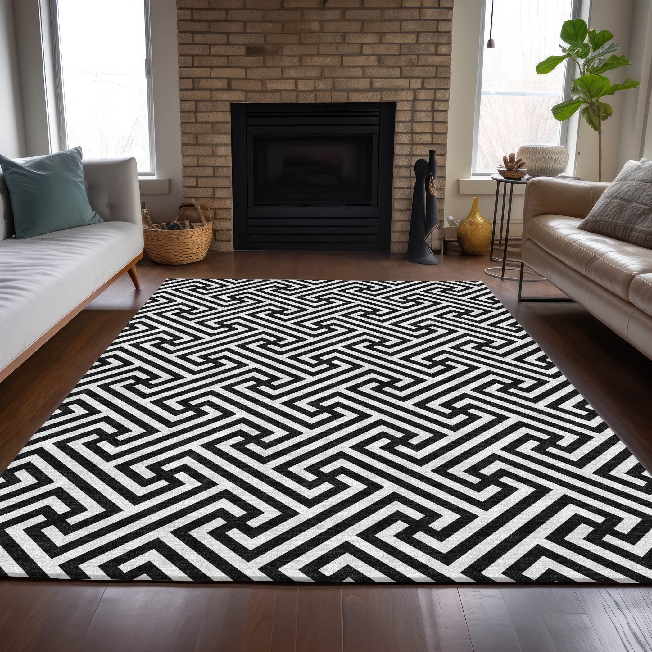 Addison Rugs Chantille Indoor/Outdoor Transitional Geometric Black ...