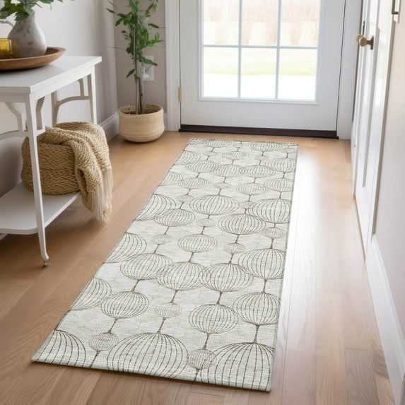Addison Rugs Chantille Indoor/Outdoor Transitional Geometric Beige Washable Runner Rug, 2'3" x 7'6"