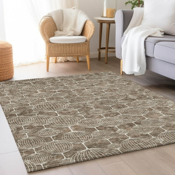 Addison Rugs Chantille Indoor/Outdoor Transitional Geometric Chocolate Washable Rectangle Rug, 3' x 5'