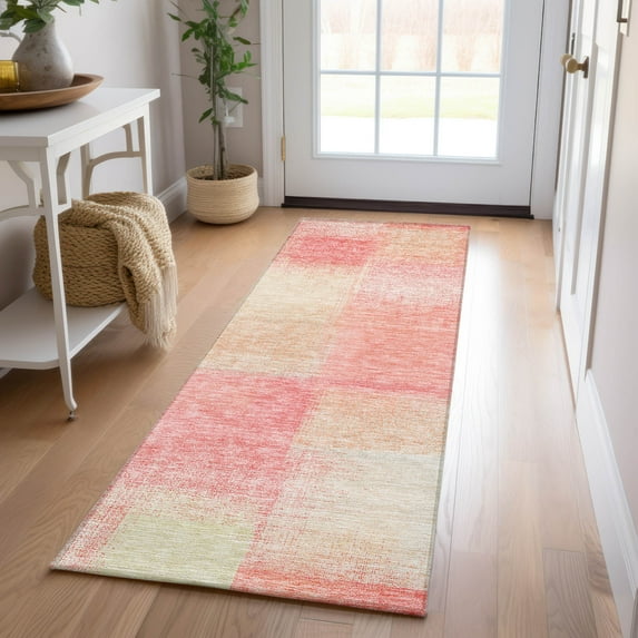 Addison Rugs Chantille Indoor/Outdoor Transitional Squares Blush Washable Runner Rug, 2'3" x 7'6"