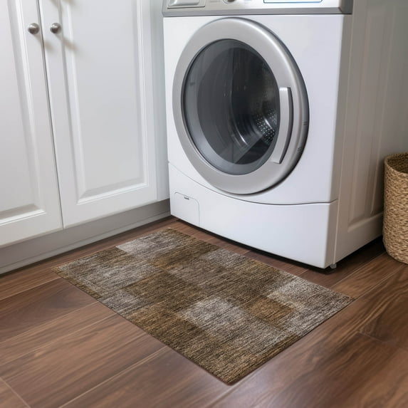 Addison Rugs Chantille Indoor/Outdoor Transitional Squares Chocolate Washable Rectangle Rug, 1'8" x 2'6"