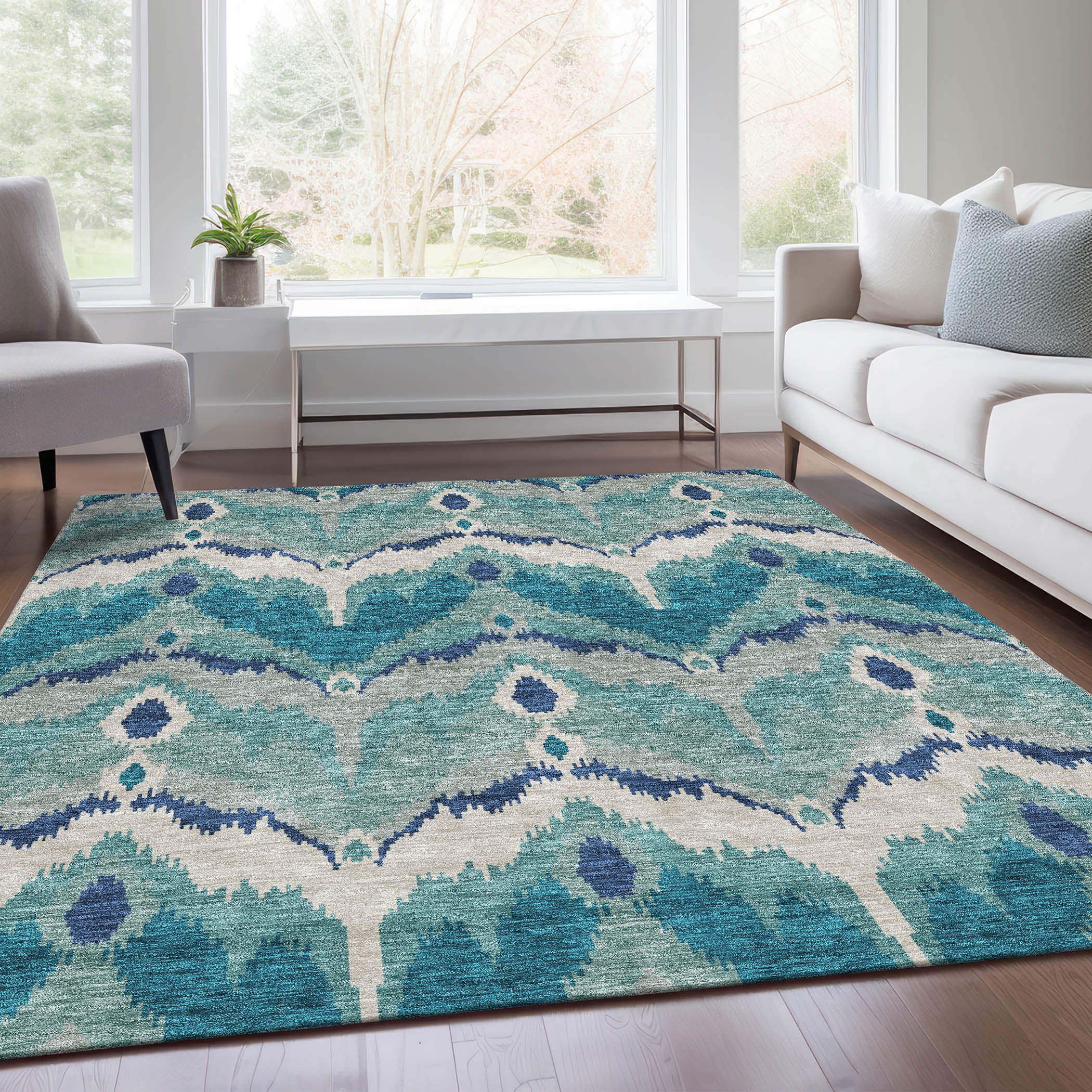 Addison Rugs Chantille ACN743 Teal 5' x 7'6" Indoor/Outdoor, Machine