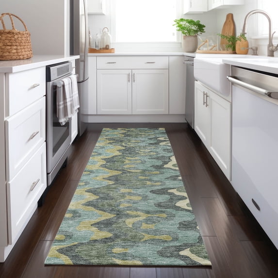 Addison Rugs Chantille Indoor/Outdoor Transitional Waves Sage Washable Runner Rug, 2'3" x 7'6"