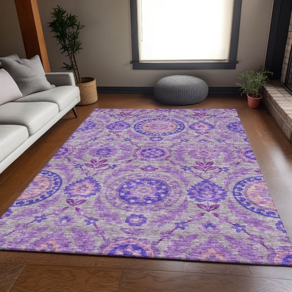 Addison Rugs Chantille Indoor/Outdoor Transitional Floral Lavender Washable Rectangle Rug, 2'6" x 3'10"