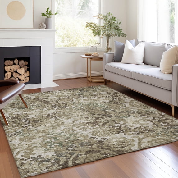 Addison Rugs Chantille Indoor/Outdoor Transitional Floral Beige Washable Rectangle Rug, 9' x 12'