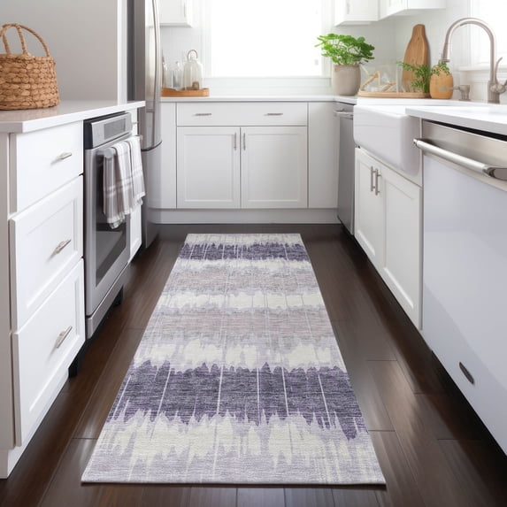 Addison Rugs Chantille Indoor/Outdoor Transitional Stripes Lavender Washable Runner Rug, 2'3" x 7'6"