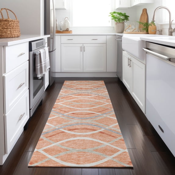 Addison Rugs Chantille Indoor/Outdoor Transitional Waves Peach Washable Runner Rug, 2'3" x 7'6"