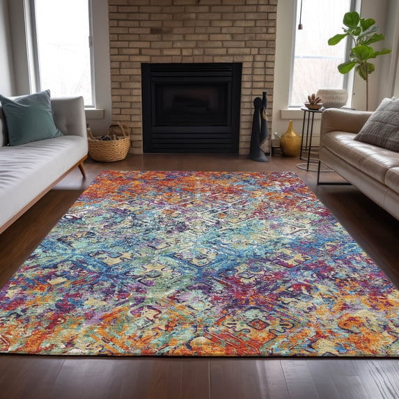 Addison Rugs Chantille Indoor/Outdoor Transitional Diamond Copper Washable Rectangle Rug, 10' x 14'