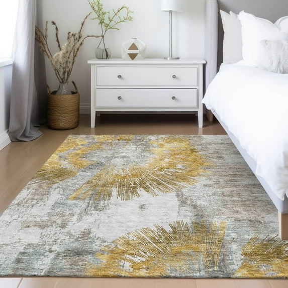 Addison Rugs Chantille Indoor/Outdoor Transitional Abstract Gold Washable Rectangle Rug, 8' x 10'