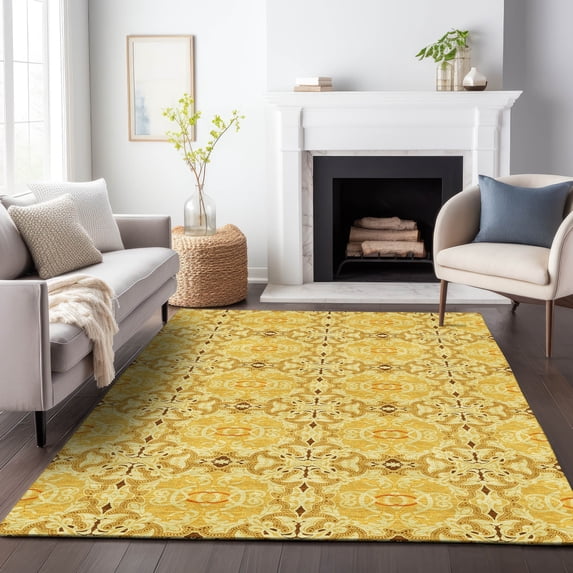 Addison Rugs Chantille Indoor/Outdoor Transitional Medallions Orange Washable Rectangle Rug, 10' x 14'