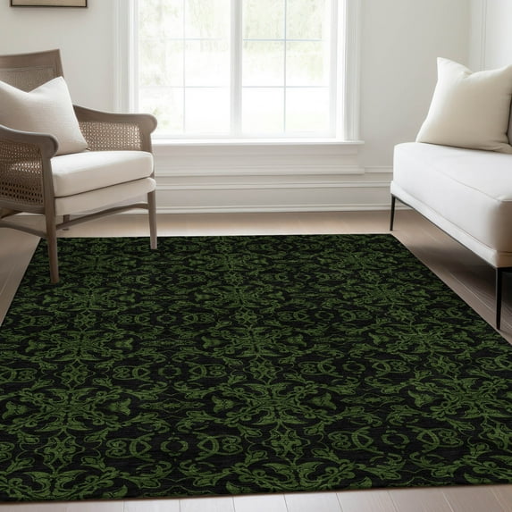 Addison Rugs Chantille Indoor/Outdoor Transitional Medallions Olive Washable Rectangle Rug, 9' x 12'