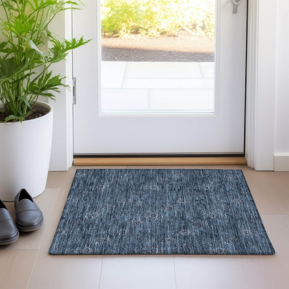 Addison Rugs Chantille Indoor/Outdoor Transitional Floral Blue Washable Rectangle Rug, 1'8" x 2'6"