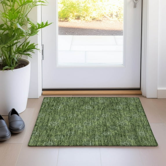 Addison Rugs Chantille Indoor/Outdoor Transitional Floral Olive Washable Rectangle Rug, 1'8" x 2'6"