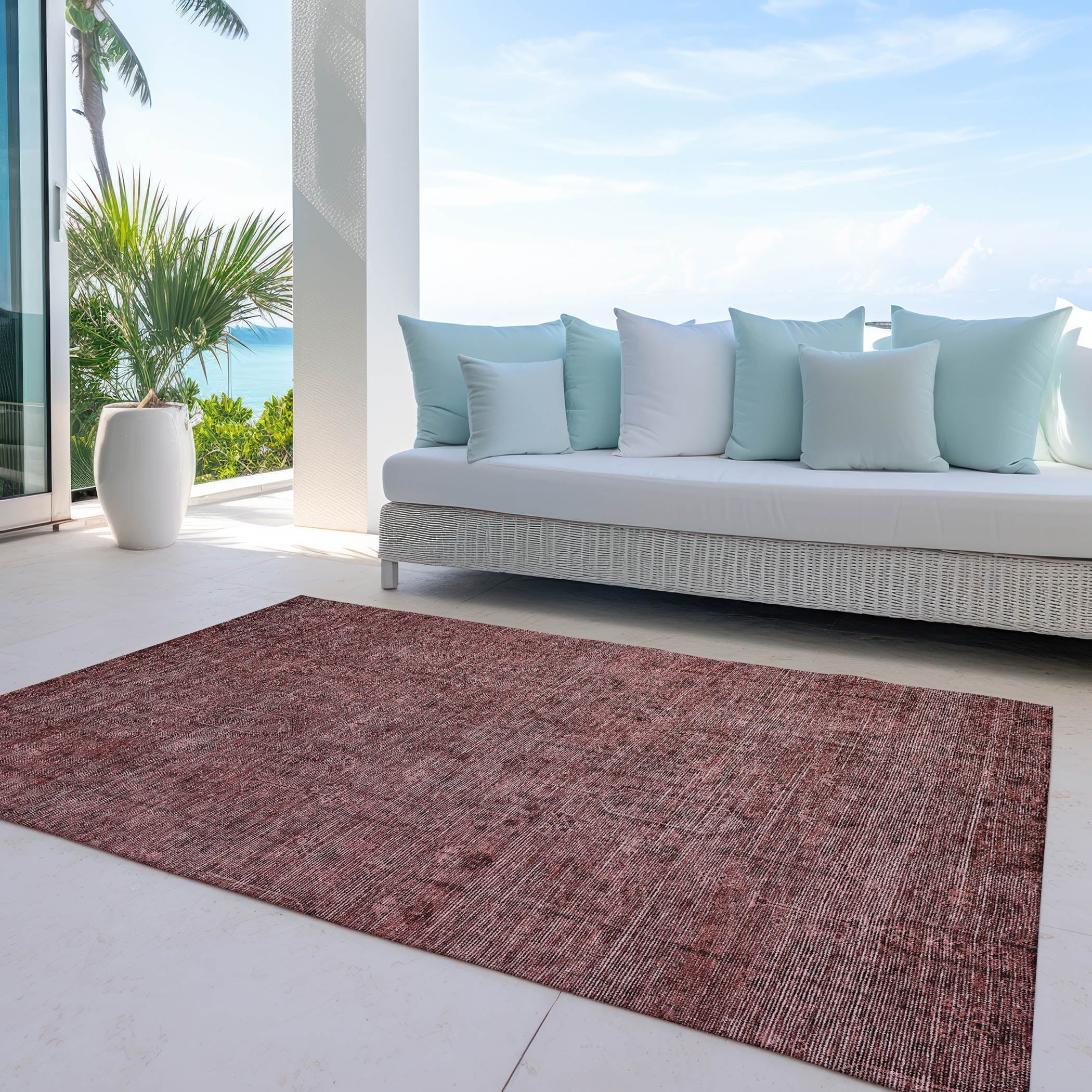 Paprika Orange Flat Woven Synthetic Indoor/Outdoor Rug 9' x 12'