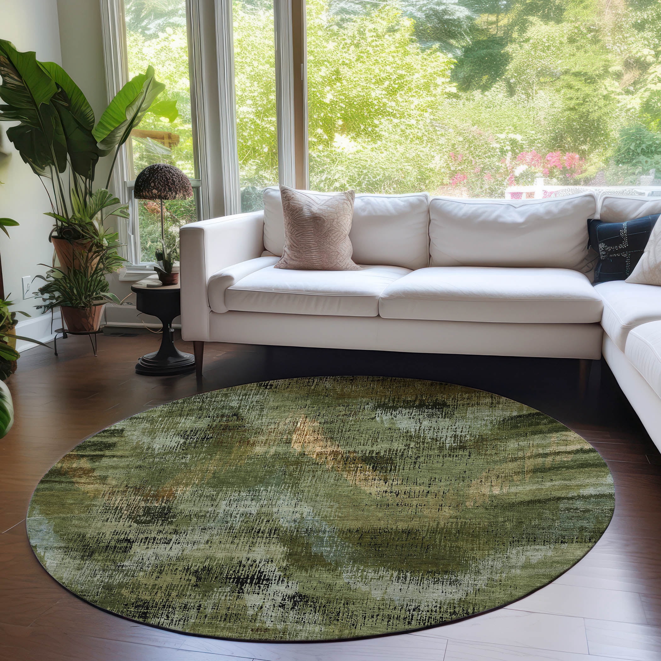 Addison Rugs Chantille Indoor/Outdoor Transitional Lines Olive Washable ...