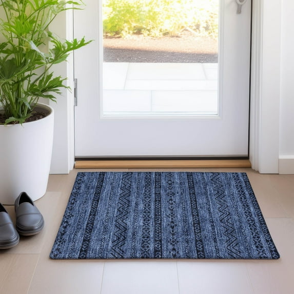 Addison Rugs Chantille Indoor/Outdoor Transitional Southwest Navy Washable Rectangle Rug, 1'8" x 2'6"