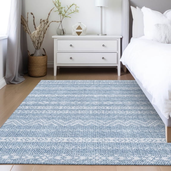 Addison Rugs Chantille Indoor/Outdoor Transitional Southwest Blue Washable Rectangle Rug, 5' x 7'6"