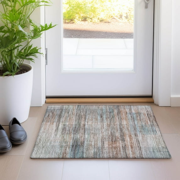 Addison Rugs Chantille Indoor/Outdoor Transitional Stripes Copper Washable Rectangle Rug, 1'8" x 2'6"