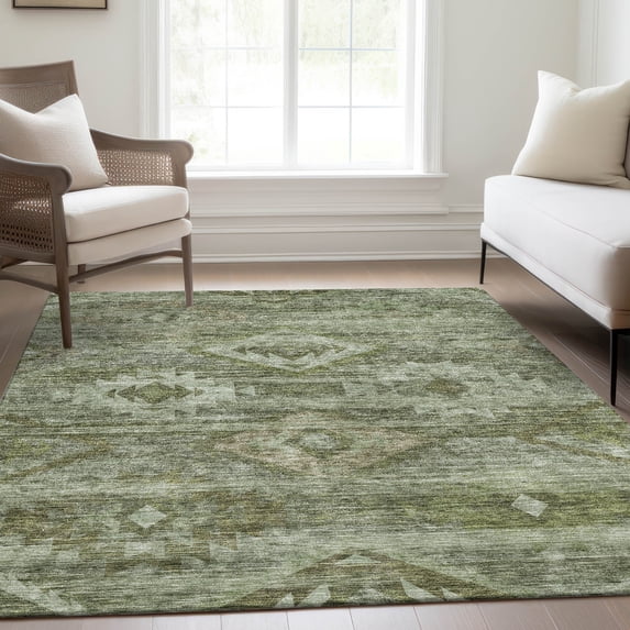 Addison Rugs Chantille Indoor/Outdoor Transitional Southwest Olive Washable Rectangle Rug, 2'6" x 3'10"