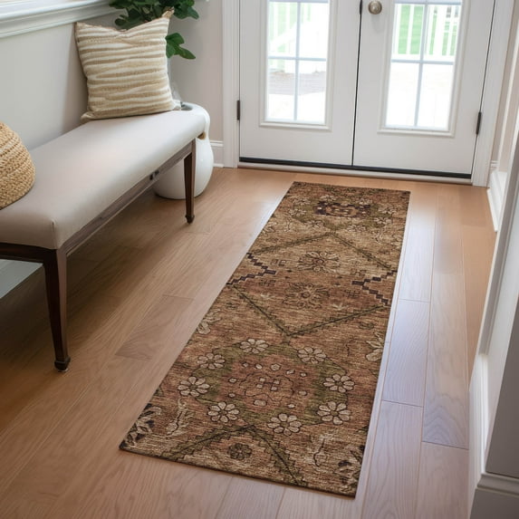 Addison Rugs Chantille Indoor/Outdoor Transitional Floral Paprika Washable Runner Rug, 2'3" x 7'6"