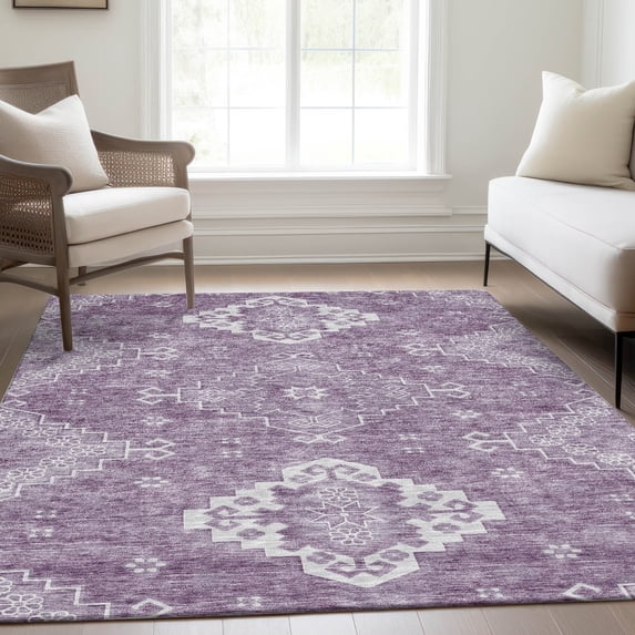 Addison Rugs Chantille Indoor/Outdoor Traditional Medallions Lavender Washable Rectangle Rug, 3' x 5'