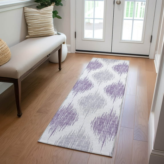Addison Rugs Chantille Indoor/Outdoor Transitional Ikat Lavender Washable Runner Rug, 2'3" x 7'6"