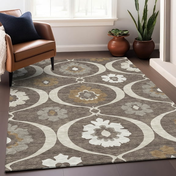 Addison Rugs Chantille Indoor/Outdoor Transitional Medallions Brown Washable Rectangle Rug, 2'6" x 3'10"