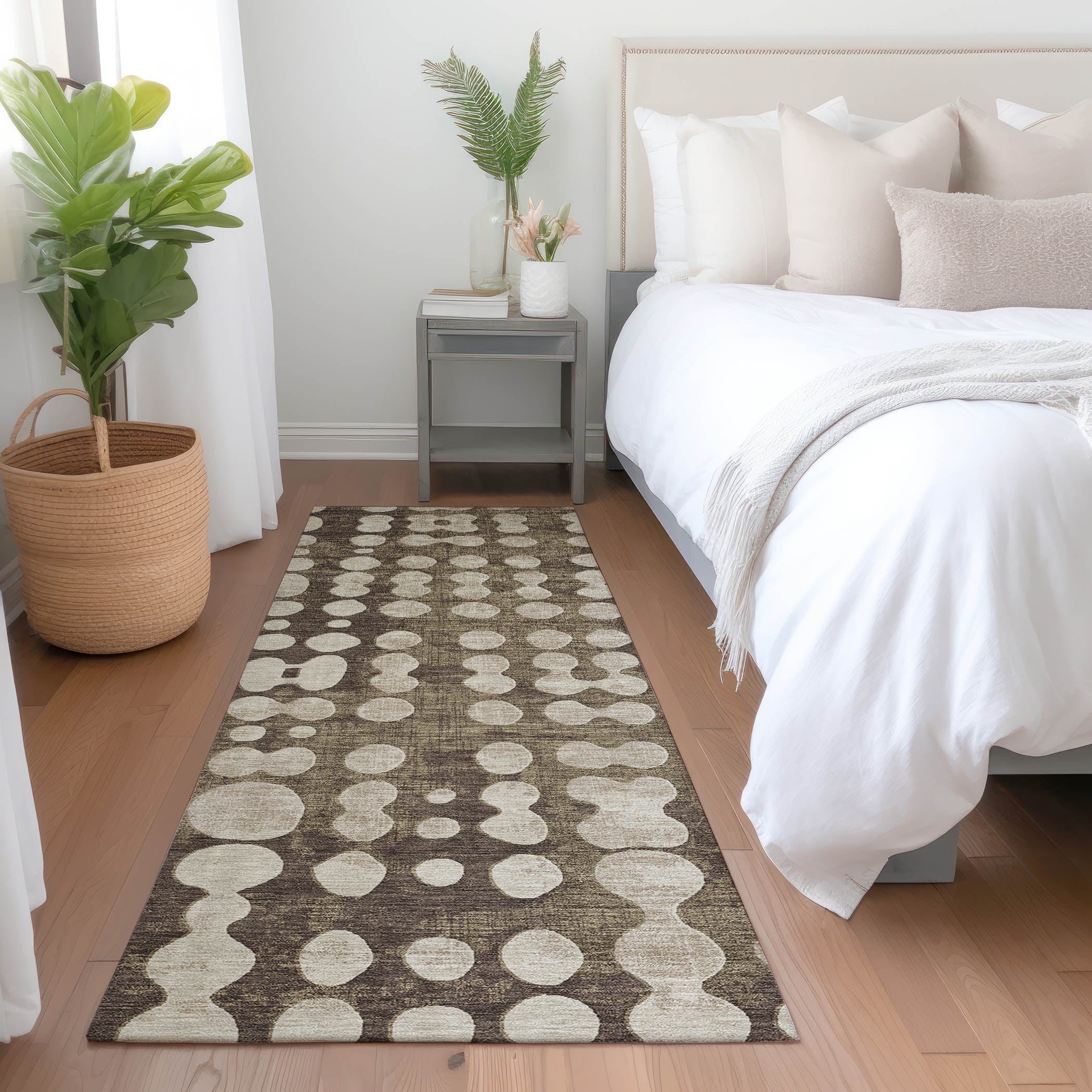 Addison Rugs Chantille Indoor/Outdoor Transitional Circles Brown Washable Runner Rug, 2'3" x 7'6"