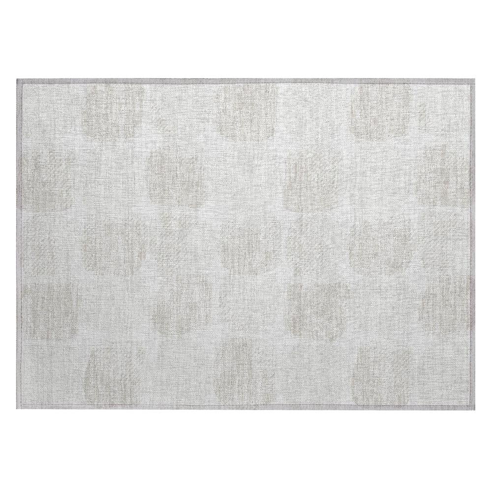 Ivory and Gray Synthetic Washable Indoor/Outdoor Rug 1'8" x 2'6"
