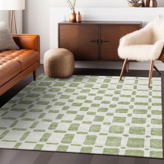 Addison Rugs Chantille Indoor/Outdoor Transitional Squares Aloe Washable Rectangle Rug, 2'6" x 3'10"