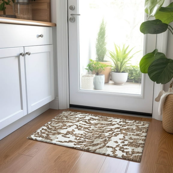 Addison Rugs Chantille Indoor/Outdoor Transitional Animal Print Chocolate Washable Rectangle Rug, 1'8" x 2'6"