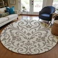 thumbnail image 1 of Addison Rugs Chantille Indoor/Outdoor Transitional Floral Taupe Washable Round Rug, 8' x 8', 1 of 6