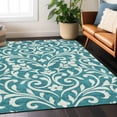 thumbnail image 1 of Addison Rugs Chantille Indoor/Outdoor Transitional Floral Teal Washable Rectangle Rug, 9' x 12', 1 of 6