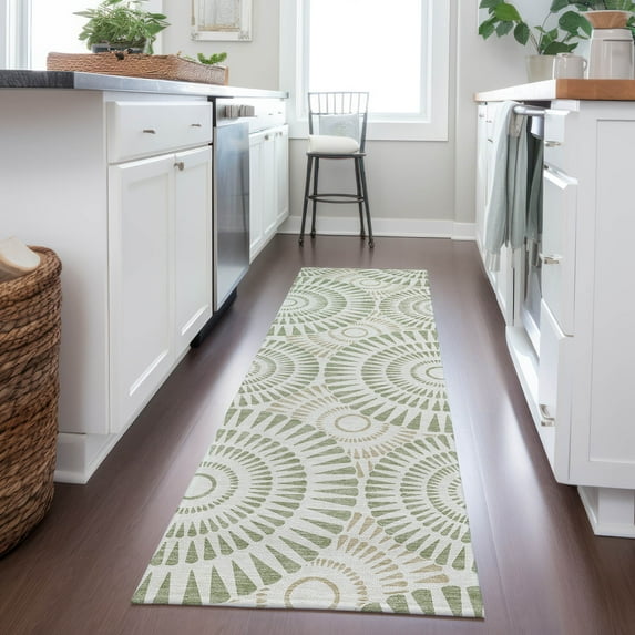 Addison Rugs Chantille Indoor/Outdoor Transitional Circles Aloe Washable Runner Rug, 2'3" x 7'6"