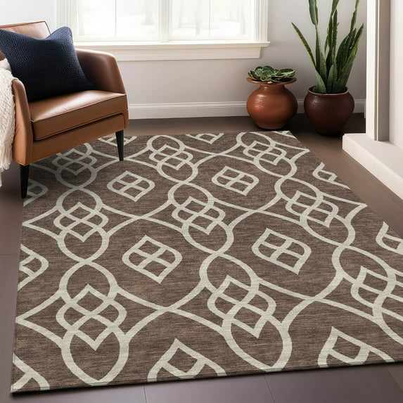 Addison Rugs Chantille Indoor/Outdoor Transitional Scrolls Chocolate Washable Rectangle Rug, 8' x 10'