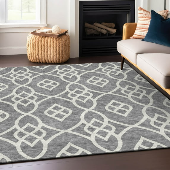 Addison Rugs Chantille Indoor/Outdoor Transitional Scrolls Gray Washable Rectangle Rug, 2'6" x 3'10"