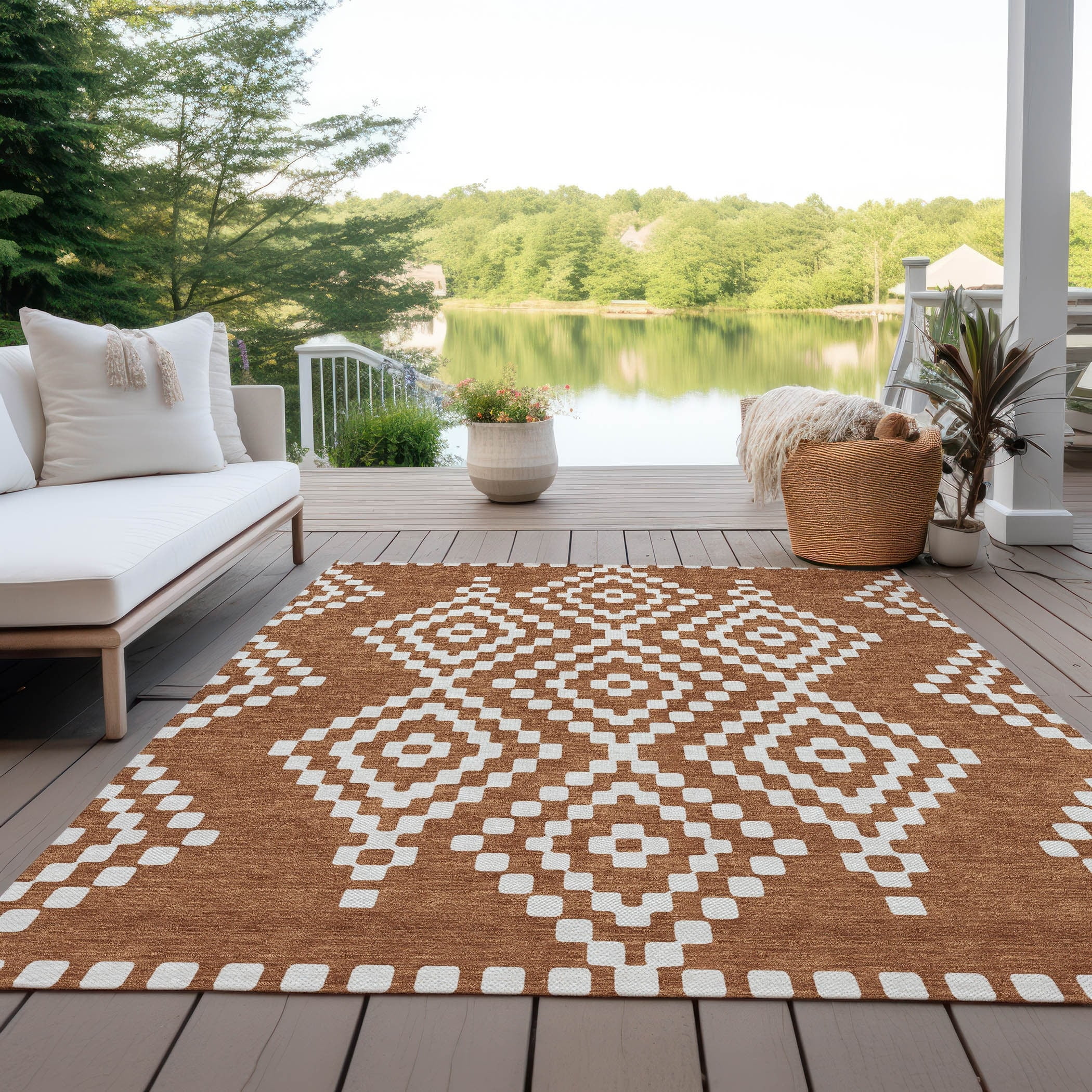 Addison Rugs Chantille ACN891 Terracotta 9' x 12' Indoor Outdoor Area ...