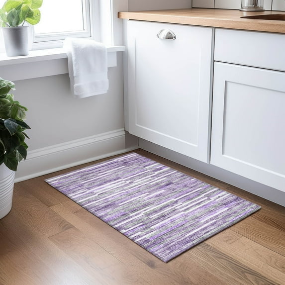 Addison Rugs Chantille Indoor/Outdoor Transitional Stripes Purple Washable Rectangle Rug, 1'8" x 2'6"