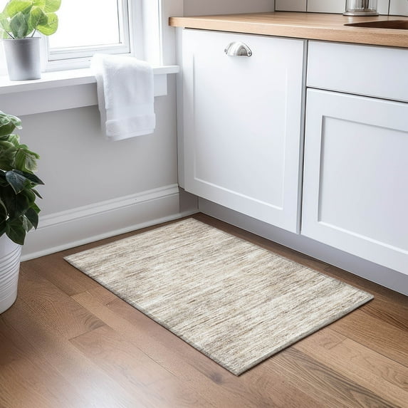 Addison Rugs Chantille Indoor/Outdoor Transitional Stripes Taupe Washable Rectangle Rug, 1'8" x 2'6"