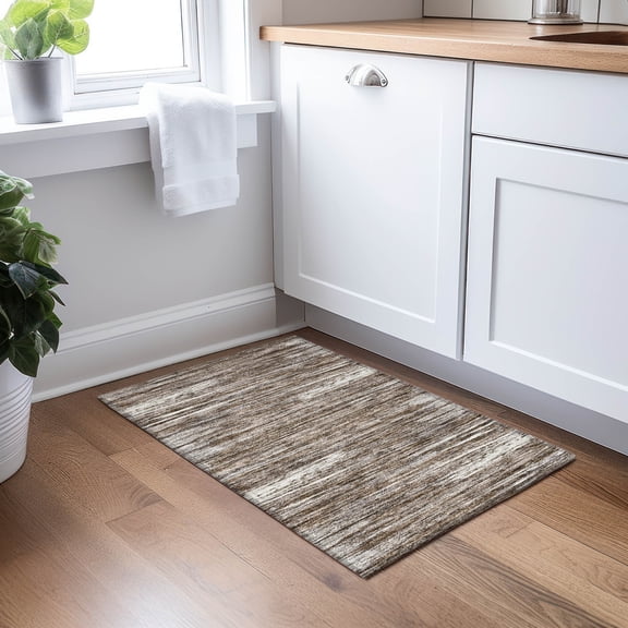 Addison Rugs Chantille Indoor/Outdoor Transitional Stripes Brown Washable Rectangle Rug, 1'8" x 2'6"