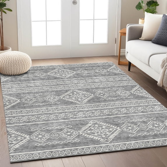 Addison Rugs Chantille Indoor/Outdoor Transitional Southwest Gray Washable Rectangle Rug, 2'6" x 3'10"