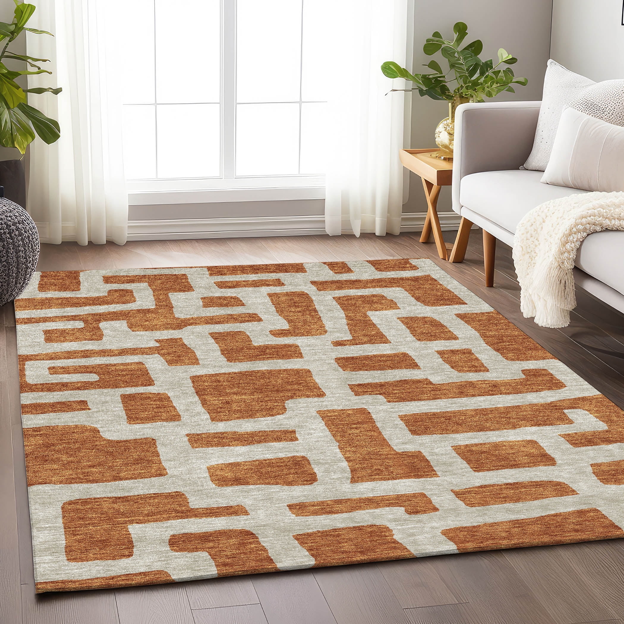 Addison Rugs Chantille Indoor/Outdoor Transitional Lines Terracotta ...