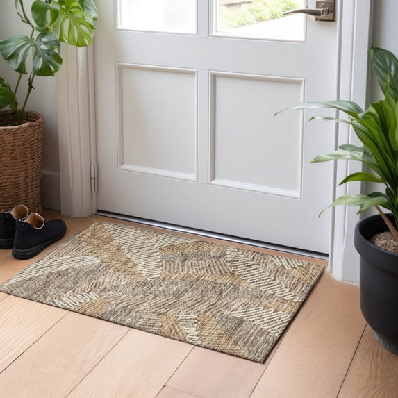 Addison Rugs Chantille Indoor/Outdoor Transitional Floral Brown Washable Rectangle Rug, 1'8" x 2'6"