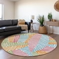 thumbnail image 1 of Addison Rugs Chantille Indoor/Outdoor Transitional Floral White Washable Round Rug, 8' x 8', 1 of 6