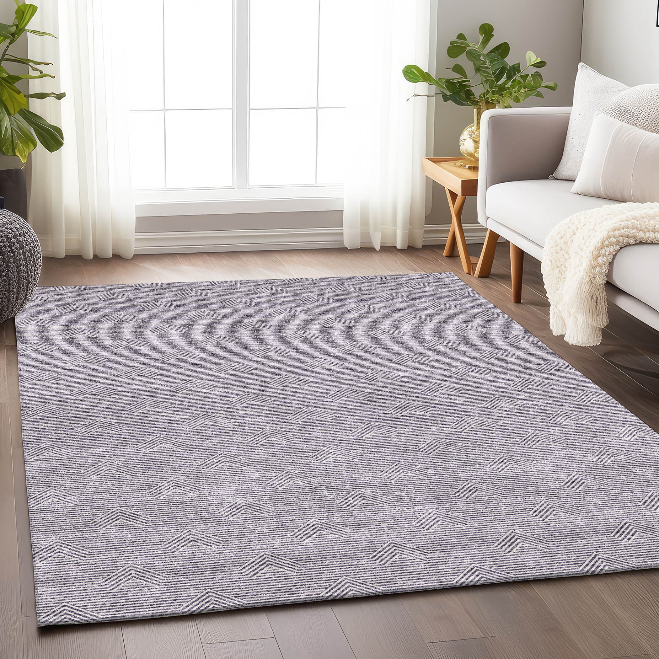 Purple Flat Woven Synthetic Indoor/Outdoor Area Rug