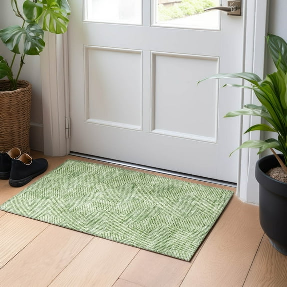 Addison Rugs Chantille Indoor/Outdoor Transitional Geometric Green Washable Rectangle Rug, 1'8" x 2'6"