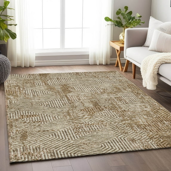 Addison Rugs Chantille Indoor/Outdoor Transitional Geometric Mocha Washable Rectangle Rug, 10' x 14'
