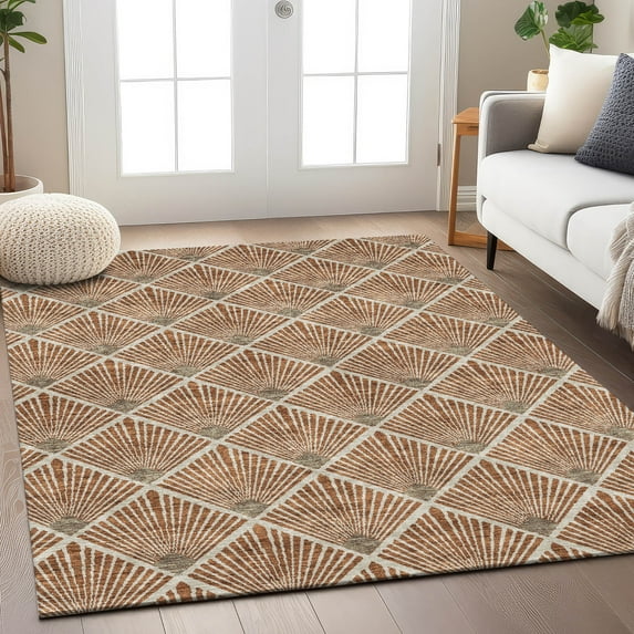 Addison Rugs Chantille Indoor/Outdoor Transitional Diamonds Paprika Washable Rectangle Rug, 5' x 7'6"